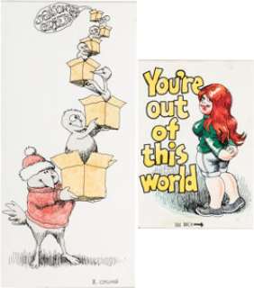 Crumb, Robert | Robert Crumb Monster Greeting Cards #41 and "Season’s Greetings" Illustration Original Art (Topps/American Greetin... | Heritage
