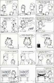 Davis, Jim | Jim Davis Garfield Consecutive Daily Comic Strip Original Art Group of 5 (PAWS, 2010).... (Total: 5 Original Art) | Heritage