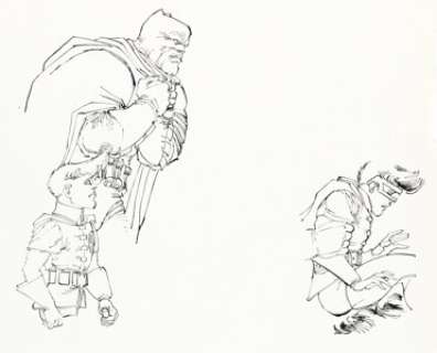 Miller, Frank | Frank Miller Batman: The Dark Knight #4 "The Dark Knight Falls" Story Page 16 Character Studies Original Art (DC, ... | Heritage