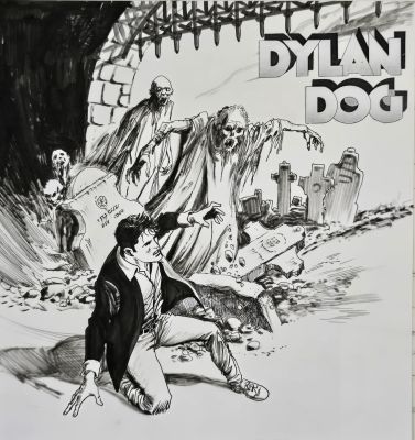 Illustrazione originale Giovanni Freghieri Dylan Dog “L’alba dei morti Viventi” | Venere Comic Art
