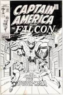 Sal Buscema - Captain America #137 Cover Spider-Man Original Art (Marvel, 1971).