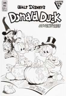 Patrick Block and Russell Schroeder Walt Disney‘s Donald Duck Adventures #35 Cover Original Art (Gladstone, 1993).