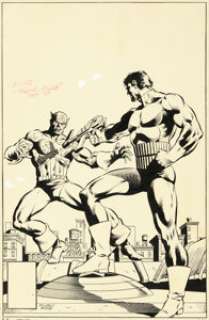 Frank Miller and Bob McLeod Captain America #241 Punisher Cover Original Art (Marvel, 1980).