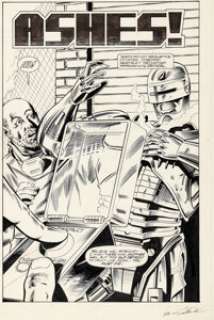 Lee Sullivan and Harry Candelario Robocop #15 Title Splash Original Art (Marvel, 1991).