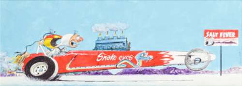 Bill Campbell "Snake Eyes, Salt Fever at the Flats" Painting Original Art (undated).