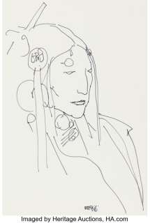 Jean Giraud (Moebius) - Native American Warrior Illustration Original Art (undated). | Heritage