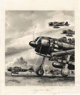 Shigeru Komatsuzaki’s Hand-Drawn Illustration "Zero Fighter Special Attack" | Mandarake (Big Web)