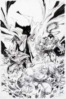 Todd McFarlane, Jim Valentino, Marc Silvestri, and Erik Larsen Image Comics Hardcover Jam Cover Original Art (Image, 2005).