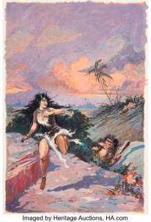Roy G. Krenkel The Cave Girl Paperback Cover Painting Original Art (Ace Books, 1963). | Heritage