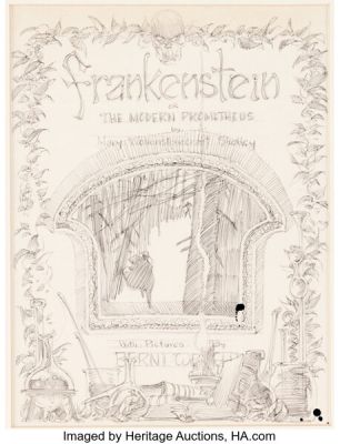 Bernie Wrightson Mary Wollstonecraft Shelley’s Frankenstein Unused Frontispiece Illustration Preliminary Original Art (Marvel, c. 1976). | Heritage