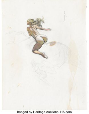 Frank Frazetta - Nude Female and Horse Illustration Original Art (undated). | Heritage