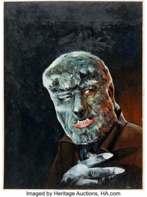 Russ Jones Monster World #1 Wolfman Cover Painting Original Art (Warren, 1964). | Heritage