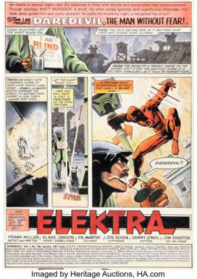 Frank Miller, Klaus Janson, and Steve Oliff Daredevil #168 Elektra First Appearance Issue Story Page 1 Original Art (Marvel, 1981). | Heritage
