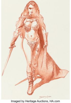 Sanjulián (Manuel Pérez Clemente) Red Sonja Illustration Original Art (La Fantasia Illustrada, 2015). | Heritage