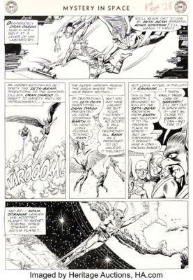 Carmine Infantino and Murphy Anderson Mystery in Space #90 First Adam Strange and Hawkman Team-Up Issue Story Page 24 Original Art (DC, 1964). | Heritage
