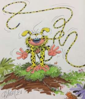 Batem | Batem - Dessin original couleur - Marsupilami - (2021) | Catawiki