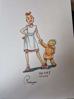 Suske en Wiske - Wiske - Originele tekening 8 in kleur door Marc Verhaegen - Page volante - Exemplaire unique | Catawiki