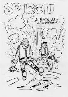 Lambil, Willy - 1 Original preliminary drawing - Les Tuniques Bleues - Projet de couverture Journal de Spirou - 2019 | Catawiki