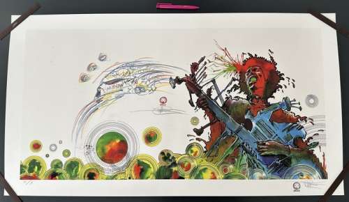 Druillet, Philippe - 1 Estampe pigmentaire + dessin original couleur - Jimi Hendrix - Electric Lady Land - 2015 | Catawiki