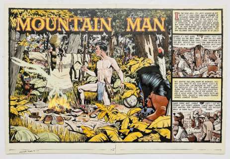 Mountain Man original double page artwork (1956) drawn and painted by Denis… | Comic Book Auctions ltd