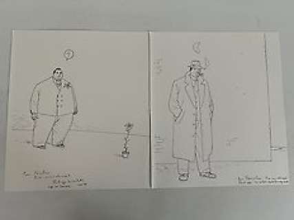 Philippe Wurm - 2 dessins originaux dédicacés - Maigret - 1999