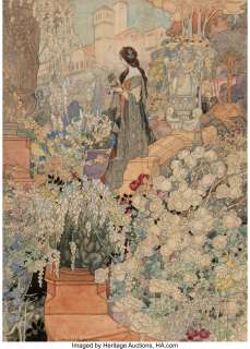 Charles Robinson (British, 1870-1937) An Eve in this Eden, The Sensitive Plant interior book illustration, 1911 Waterc... | Heritage
