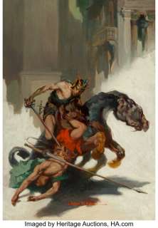 James Allen St. John (American, 1872-1957). The Chessmen of Mars, book dust jacket, 1922. Oil on board... | Heritage