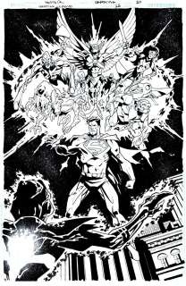 Phil Hester Eric Gapstur - justice league #66 splash (sold live on ‘dueling dealers of comic art‘ episode #85 podcast on 9-3-2022 watch it here!