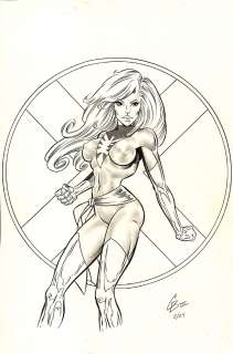 Charles Barnett - Phoenix Mixed Media Pinup (Very Detailed!) 2004