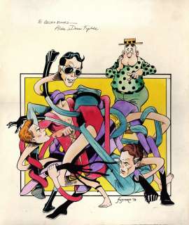 Dennis Fujitake - The Comics Journal #52 Large Mixed Media Cover (Plastic Man, Elongated Man, & Mr. Fantastic All Battle!) 1979