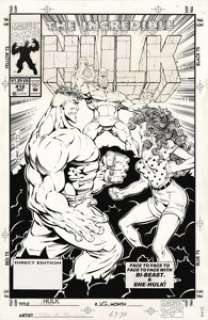 Paul Pelletier and Cam Smith - The Incredible Hulk #412 Cover Original Art (Marvel, 1993). Hulk is face to face -