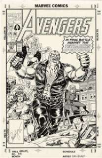 Paul Ryan and Tom Palmer - The Avengers #331 Cover Original Art (DC, 1993). It‘s Avengers, Quasar, Rage, -