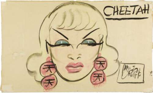 Milton Caniff - "Cheetah" Chalk Talk Sketch Original Art (undated). The Steve Canyon femme fatal, the -