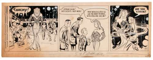 BILL WARD â€œTORCHYâ€ WWII DAILY COMIC STRIP ORIGINAL ART. | Hake’s