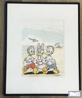 Patrick Block - 1 Watercolour - Donald, Daisy and Gladstone - Tattoo Blues | Catawiki