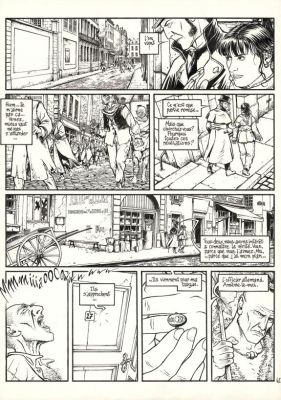 Martin Jamar | Planche originale n°42 accompagnée de sa mise en couleurs aux encres de couleur. Univers Dufaux - Chat qui mord - Les Voleurs d’Empire | Daniel Maghen