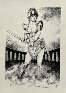 Romero, Enric Badia - 1 Original drawing - Modesty Blaise - Gladiatorin mit Schwert | Catawiki