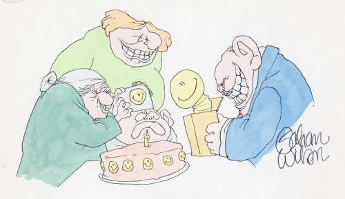 Gahan Wilson | 1970’S SMILEY FACE ILLO | Tri-State Original Art