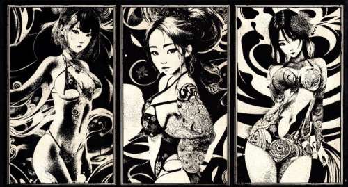 Æ (XX-XXI) - Cyber-Girls Bundle (x3) - “Aimi”, “ Himari” & “Umeko”, (2024) + BOOKLET - Hand painted + CoA | Catawiki