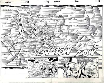 Paul Pelletier Vince Russell - Flash #148 P 18-19 Dps (Great Huge Dps with Flash, Kid Flash, Impulse, & Xs!) 1999