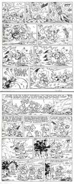 Gag complet - Technique épistolaire - en 2 pages 18 et 19 issues du volume 10 de la série Nabuchodinosaure par Roger WIDENLOCHER