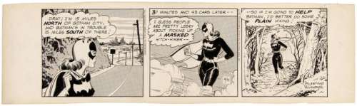 "BATMAN" ORIGINAL DAILY STRIP ART FEATURING BATGIRL. | Hake’s