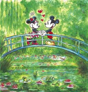 Tony Fernandez - Mickey & Minnie Mouse Inspired By Monet’s "Bridge over a Pond of Water Lilies" (1899) - Hand Signed | Catawiki