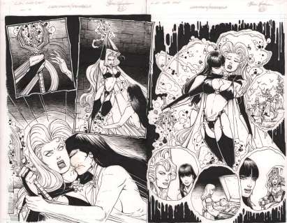 Steven Hughes - Lady Death/Vampirella One-Shot Pgs. 22 & 23 Dps - Vampirella Bite/Origin Flashback - Signed - 1999