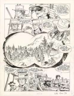 Hermann - Planche originale n°34, prépubliée dans Le Journal de Tintin belge n°47 du 18 novembre 1975. Présence de traces de colle et de salissures superficielles au dos de la planche. - Furie rebelle - Comanche