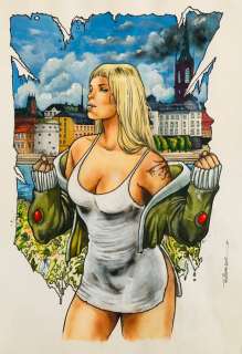 Troiano, Enzo - 1 Original colour drawing - City girl - 2015 | Catawiki