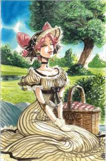 Nora MORETTI - Aquarelle Originale Mariette Pique-Nique