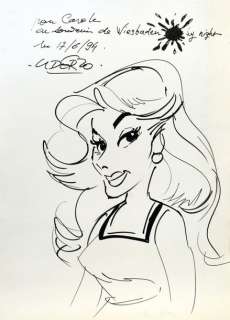 Uderzo, Albert | ASTERIX Superbe et rarrisime dessin dédicace de Falbala, | Cornette de St Cyr