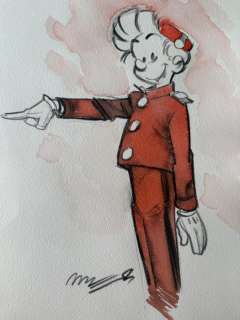 Munuera, José-Luis - 1 Original colour drawing - Spirou et Fantasio - Spirou en couleurs sur papier dessin épais | Catawiki