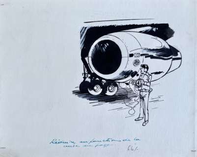 Will - 1 Original drawing - Le voyage de Monsieur Gulliver - Agent de Piste de l’Aéroport - 1985 | Catawiki